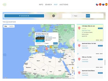 Website für Vermietung und Verkauf | Real estate map